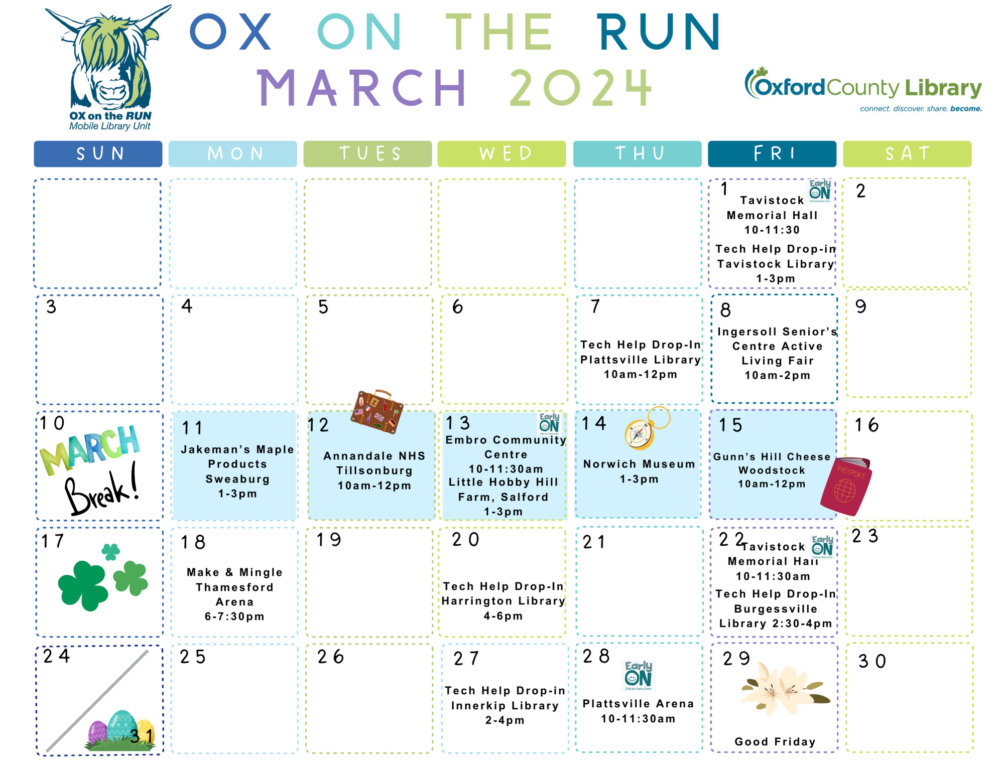 March 2024 Ox on the Run Calendar