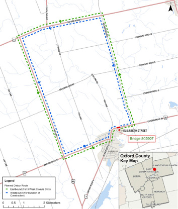 Oxford Road 29 bridge, Innerkip - Construction map