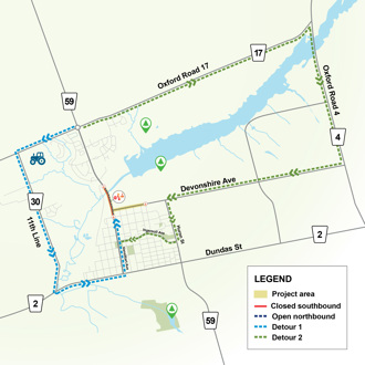 Oxford Road 35 (Devonshire Avenue) reconstruction detour route