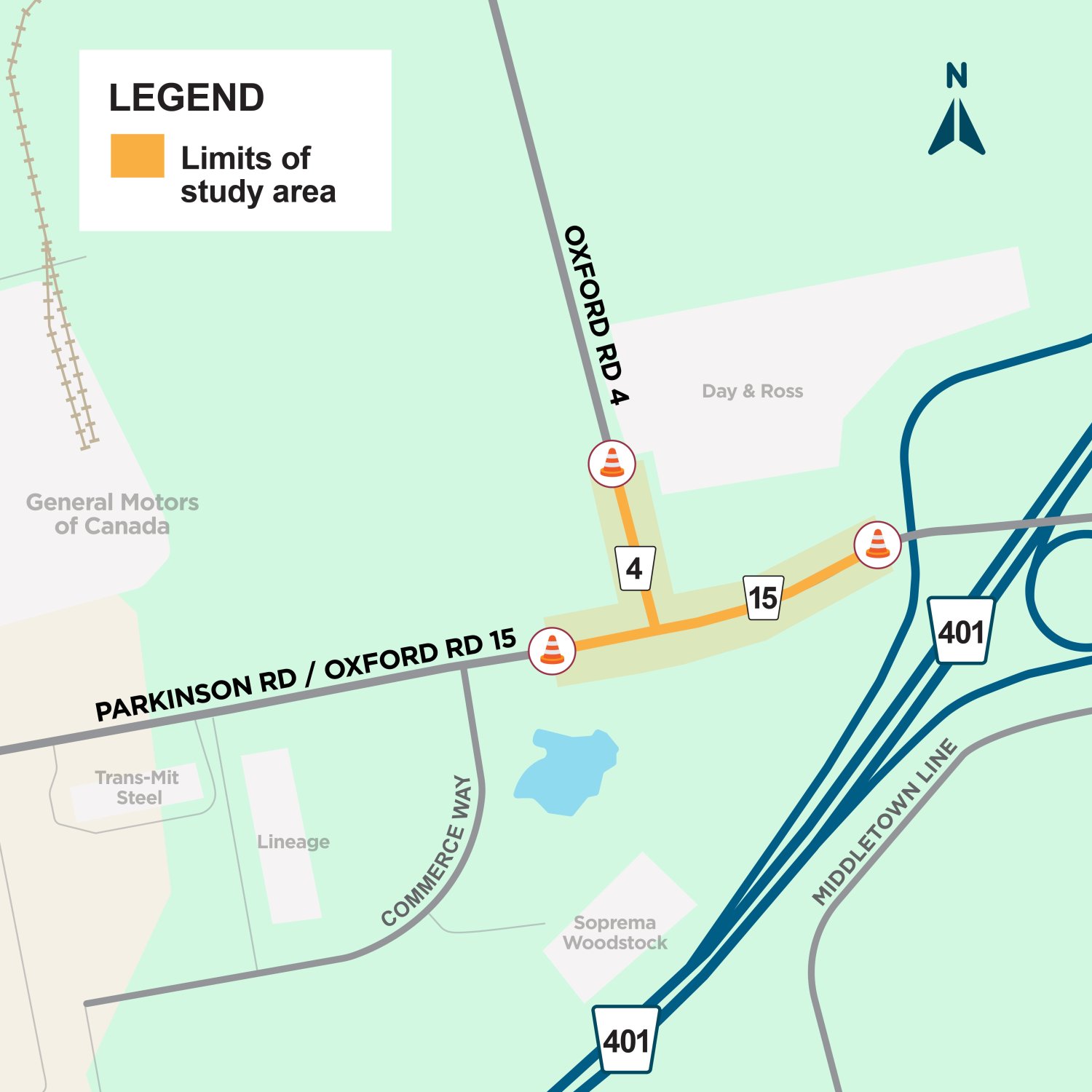 OR 4 and 15 study area Map of study area