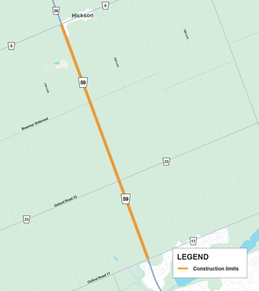 OR 59 construction limits map