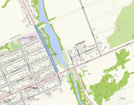 Map of OR119 Allen Street in Zorra Township with project area highlighted