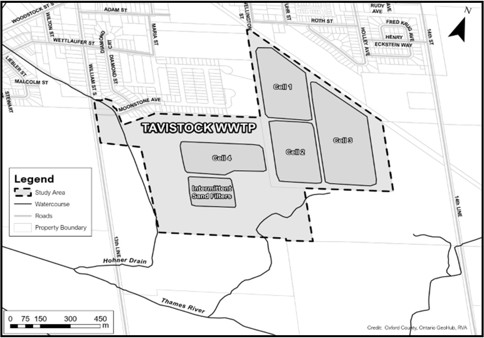 Map of Tavistock Wastewater Treatment plant