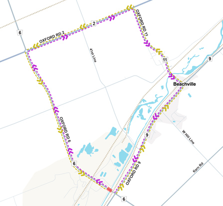 Map of construction detour