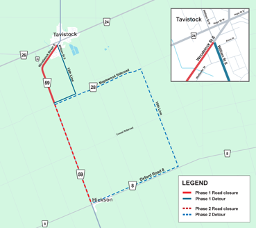 Oxford Road 59 culvert replacement, East Zorra-Tavistock - Construction map