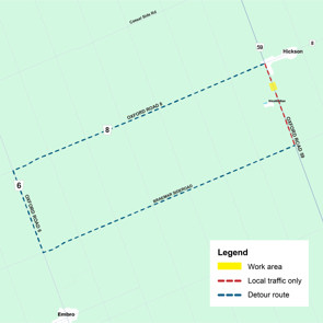 Oxford Road 59 pipeline maintenance by Enbridge Inc. - Detour route
