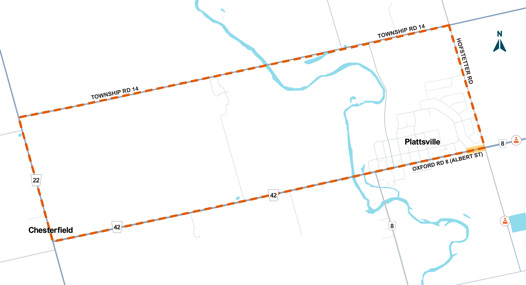 Oxford Road 8, Plattsville detour route