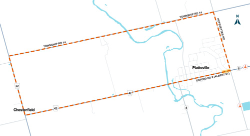 Oxford Road 8, Plattsville detour route