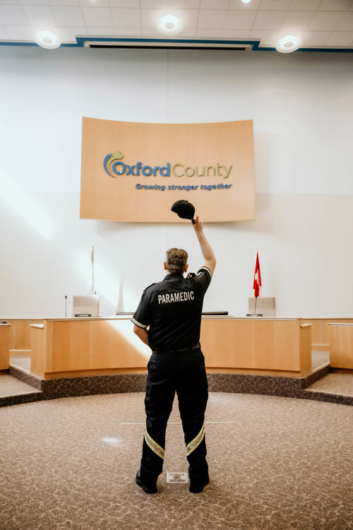 Oxford County paramedic at the Epaulette Ceremony