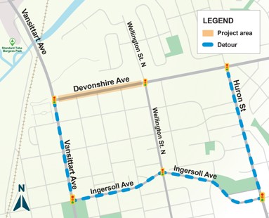 Oxford road 35 reconstruction - Detour map (August update)