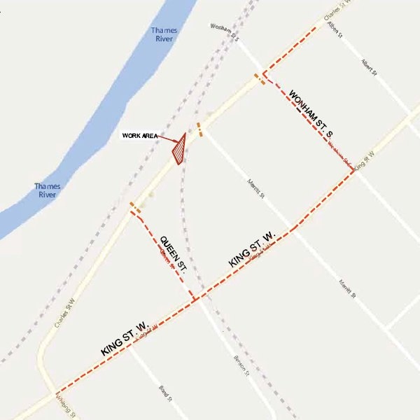 Charles Street detour route in Ingersoll