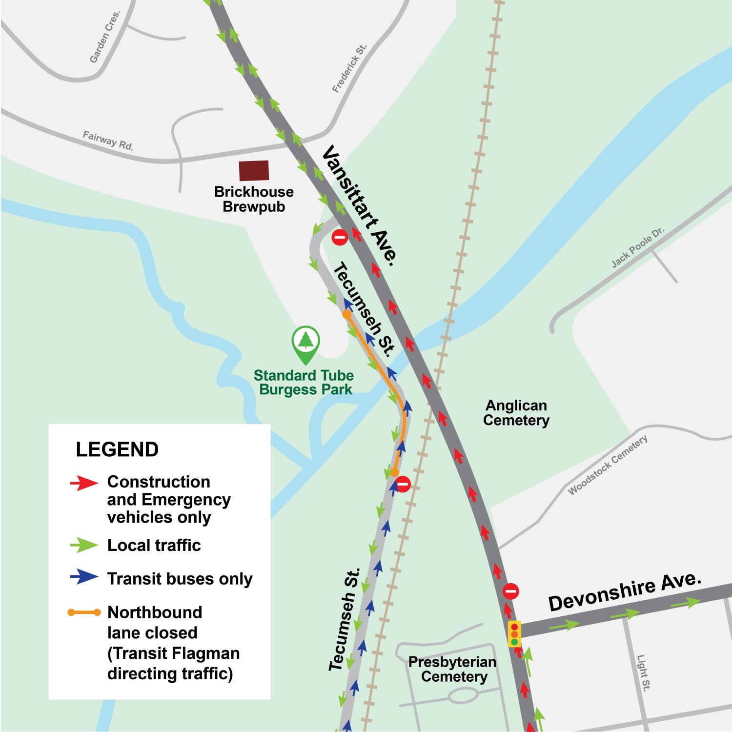 Oxford Road 59 (Vansittart Avenue) Bridge reconstruction - Temporary detour route